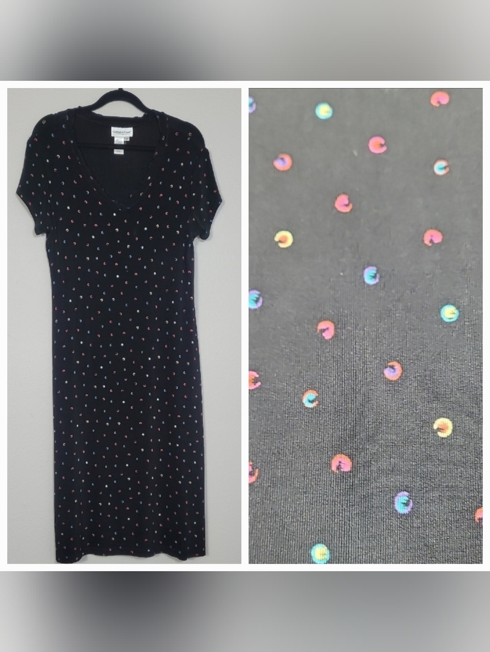 Vintage Coldwater Creek Polka Dot Maxi Dress Size S Black Multicolor Teacher